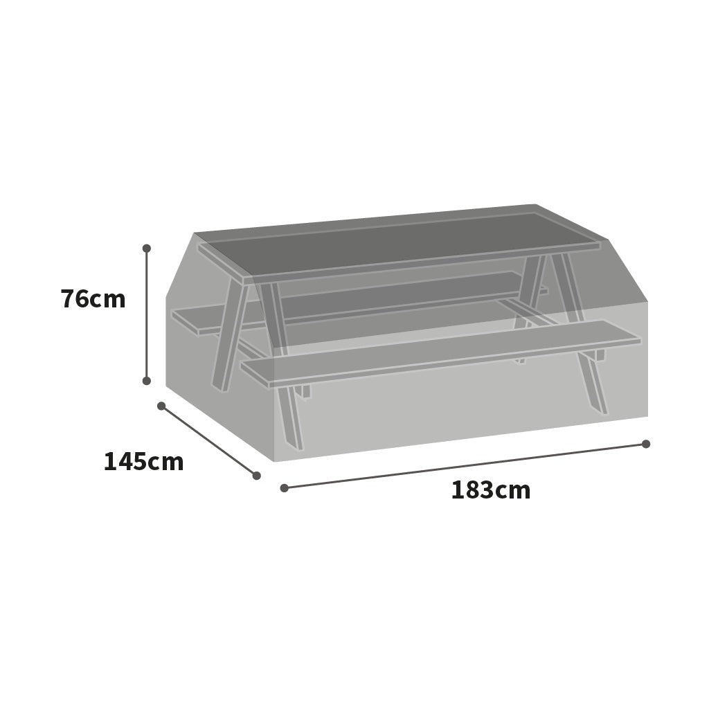 All-weather Picnic Table & Bench Cover - 8 Seat - Charcoal