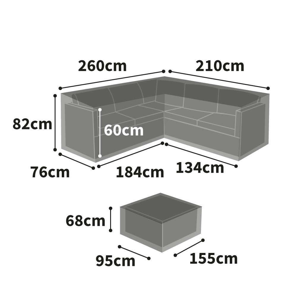 All-weather - L-Shaped Dining Set Cover - Medium, Left Side Long, Charcoal